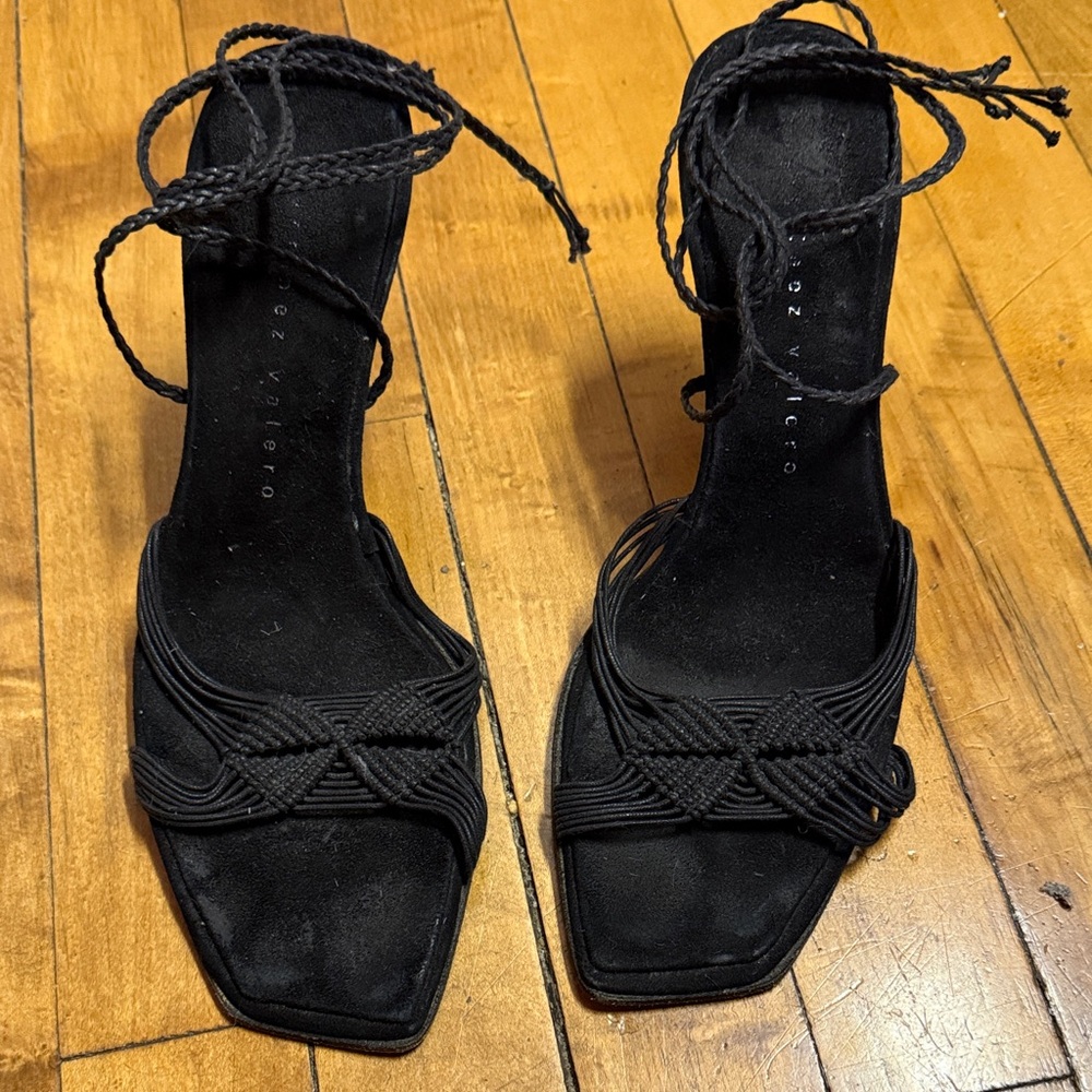 Martinez Valero Black Lace-Up Heels
